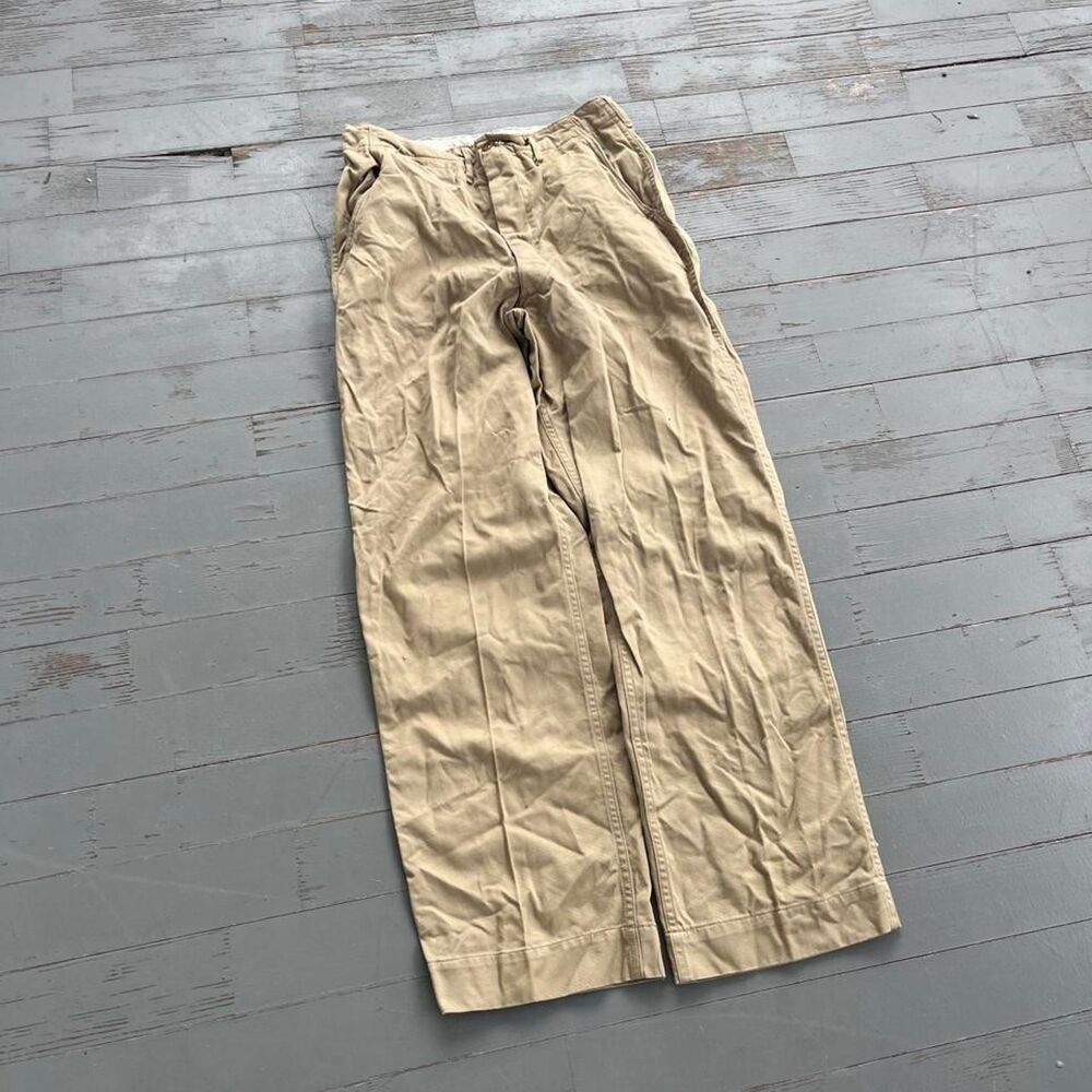 Vintage 1940s WWII Chino Trousers Tan